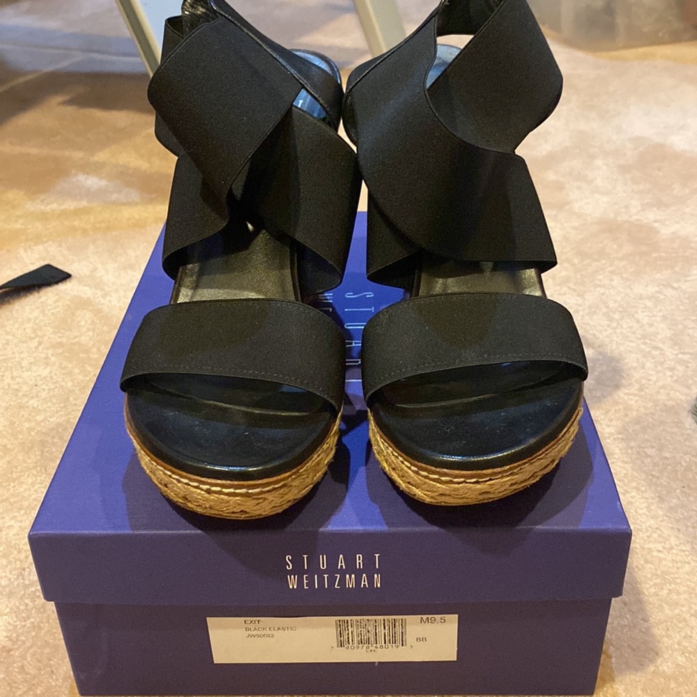 Stuart Weitzman Black Elastic Espadrilles Size 9.5 - image 5